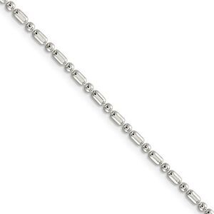 2mm Sterling Silver Fancy Beaded Chain Necklace, 20 Inch